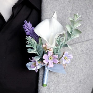 H561 Bouquet Artigianale di Calla in Seta Artificiale, Spilla per Abito, Corsage per Sposa e Sposo, <span class=keywords><strong>Accessori</strong></span> per Feste - Product Image 6