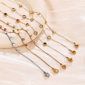 HOVANCI 18K Gold Plated Multi Color Stainless Steel Geometric Trendy Charm Chain <strong>Bracelet</strong> Waterproof Hypoallergenic <strong>Stackable</strong> - Product Image 6