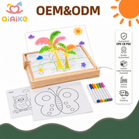 Tableau de dessin LED en bois pour enfants, tableau effaçable à sec avec stylo acrylique lumineux pour l'entraînement au contrôle, jouet éducatif avec interrupteur et prise USB