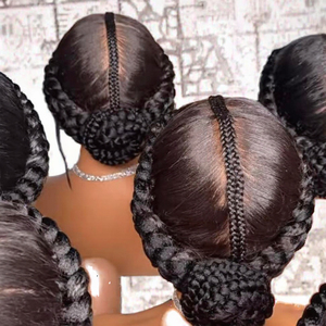 Parrucca Sintetica Naturale Nera per Trecce Box Braids, Bob Corto con Frontale in Pizzo per Donne, <span class=keywords><strong>Capelli</strong></span> Remy Marrone <span class=keywords><strong>Chiaro</strong></span> a Prezzo all'Ingrosso - Product Image 3