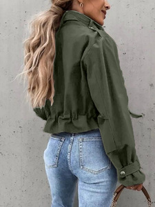 Chaqueta Corta de Otoño-Invierno para Mujer, Estilo Occidental, Diseño Estampado, Cuello Alto, Cierre de Cremallera, <span class=keywords><strong>Manga</strong></span> Larga, Casual - Product Image 6