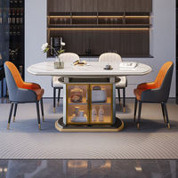 Ensemble de table à manger convertible en bois massif moderne, assemblé, pour appartement, villa, hôtel