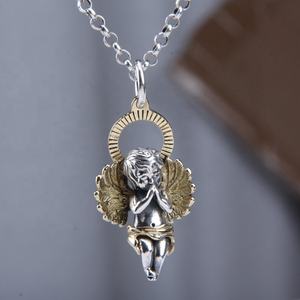 Colgante de alas de Ángel de Plata de Ley 925, joyería de Cupido chapada en oro para fiestas para trajes de caballero y Guerrero espartano - Product Image 2