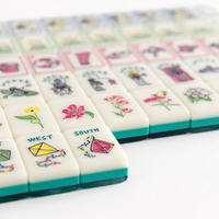 Set Mahjong Kustom Motif Liburan Kartun Ubin Mahjong Amerika Tema Pantai Musim Panas untuk Hiburan Pesta Keluarga