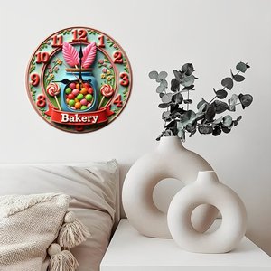 Round Wooden <b>Wall</b> <b>Clock</b> Retro Style 25Cm <b>Silent</b> Quartz Home Cafe Decor - Product Image 3