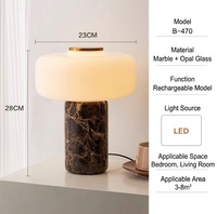 Lampe de table sans fil moderne en marbre, rechargeable, tactile, style Japandi Wabi-Sabi, pour chambre d'hôtel