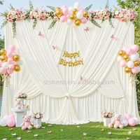 Rideaux de fond élégants en ivoire sans plis pour mariages, fêtes, décors photo, baby showers et décorations