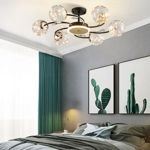 Lámpara colgante de bola de cristal LED de estilo nórdico moderno, lámpara de techo creativa negra para sala de estar y dormitorio, clasificación IP44 - Product Image 4