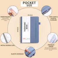 Carnet de mots de passe personnalisé A6 en cuir végétalien avec index A-Z, reliure spirale pour une gestion sécurisée des connexions