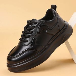 Trendy Spring Collection <b>Men's</b> Genuine Leather Chunky Soled <b>Casual</b> Sneakers <b>White</b> <b>Shoes</b> Stylish Edgy Look Comfortable Sneakers - Product Image 3