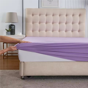 Sábana de cama de algodón de Color púrpura Queen, fibra de plata 5%, nuevas <span class=keywords><strong>sábanas</strong></span> inferiores <span class=keywords><strong>ajustables</strong></span> con alfombrilla de puesta a tierra tejida - Product Image 2