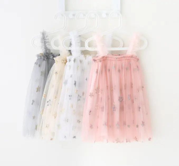 New Girls' Sling Dress Children's Embroidery Sequins Princess Tulle Dress