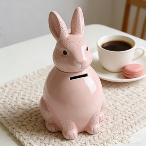Tirelire en céramique portable de haute qualité, motif lapin et ours de dessin animé mignon, pour enfants, idéale pour cadeaux et décoration intérieure - Product Image 5