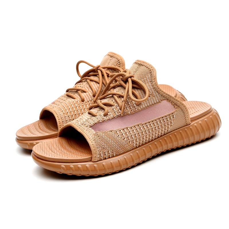 Шнурки с открытым носком для мужчин и женщин, летающие тканые тапочки, Повседневные Дышащие, на заказ