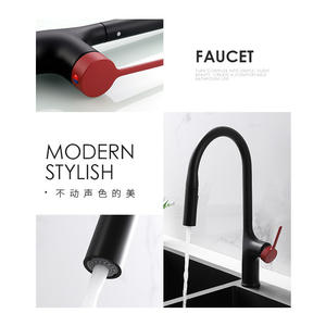 ก๊อกน้ำห้องครัวทองแดงเยอรมันแบบดึงออกได้ พร้อมก้านควบคุมเดี่ยว ติดตั้งบนเคาน์เตอร์ วาล์วเซรามิกทันสมัย อัตราการไหล 2.0-2.9 แกลลอน/นาที - Product Image 4