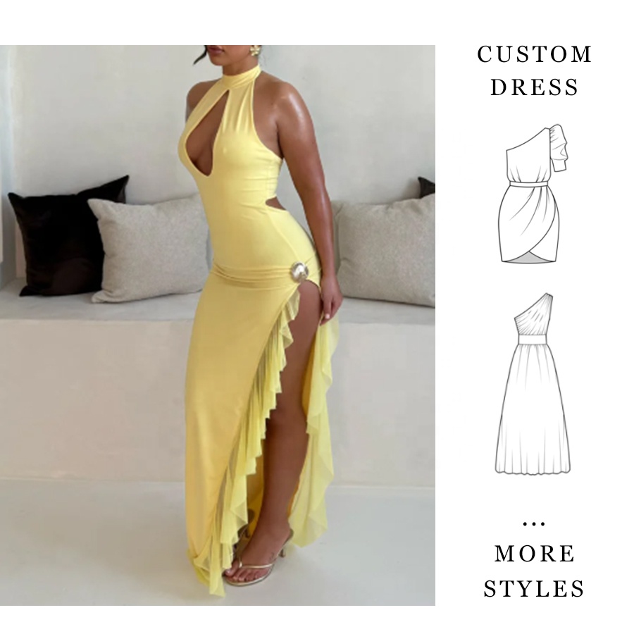 Buy In Bulk Yellow Gown Dresses High-Quality Satin Fabric | Alibaba.com