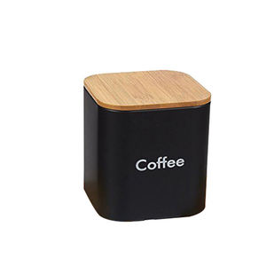 Contenitore cucina Set di 3 pezzi di <span class=keywords><strong>zucchero</strong></span> caffè <span class=keywords><strong>e</strong></span> tè contenitore vasetti con coperchi di bambù organizzatori da cucina nero - Product Image 4