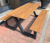 Table de pique-nique de jardin commerciale ensemble de chaises Table de parc et chaises Patio extérieur Restaurant en métal banc de Table de pique-nique en bois moderne