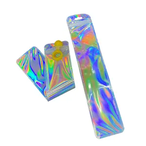Caneta de arco-íris laser holográfica, joia pulseira colar, reutilizável, à prova d' água, transparente, saco de lápis de plástico