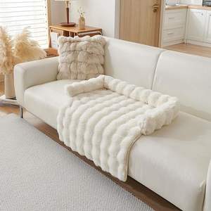 <span class=keywords><strong>Plus</strong></span> Faux Fur Grey Rabbit Fur Funda impermeable para cama de perro Manta para mascotas con parte trasera antideslizante para muebles Cama Sofá para perros y gatos - Product Image 5