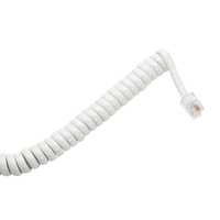 Cordon téléphonique spiralé RJ9 4P4C personnalisé blanc, gaine en PVC, connexion rapide, extensible librement, pour équipement d'interphone