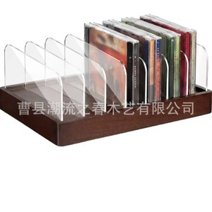 Soporte de madera para CD/DVD, estante con compartimentos de acrílico, estante de almacenamiento para discos de PS5, estante para discos de vinilo - Product Image 2
