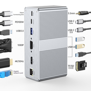 Station d'accueil Type C 13 en 1, adaptateur multiport, 4K HDTV VGA, charge rapide PD, <span class=keywords><strong>Ethernet</strong></span>, audio, lecteur de carte SD TF pour ordinateur portable Mac - Product Image 2