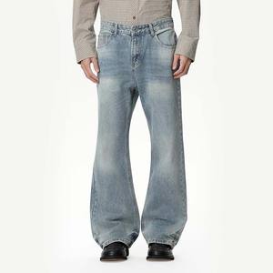 جينز دينيم بالجملة من يالي فايب سبوت، مغسول بقصة فضفاضة مستقيمة وخصر متوسط، ثقيل الوزن للشتاء والخريف، تصنيع حسب الطلب للرجال - Product Image 5