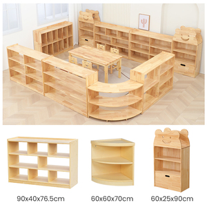 Armadio Portaoggetti in Legno <span class=keywords><strong>Montessori</strong></span> per Asilo, Mobili per Scuola Materna, Scaffale Portaoggetti a Tre Ripiani, Organizzatore per Giocattoli, Armadietti Prescolari - Product Image 3