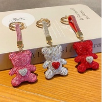 Porte-clés professionnel personnalisé en alliage de zinc, motif ours, design vintage tendance, avec strass et cristaux, pour accessoires de voiture et sacs
