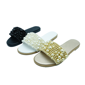 Sandali piatti personalizzati da donna con intarsi <span class=keywords><strong>di</strong></span> perle, ciabatte in <span class=keywords><strong>vetro</strong></span> da donna per l'estate, con soletta in PU per camminare - Product Image 6