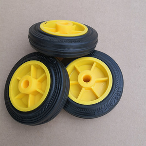 Solid Rubber Wheels 4 Inch Yellow Heavy Duty <b>For</b> <b>Tool</b> <b>Carts</b> - Product Image 1