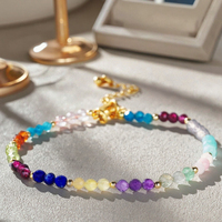 Usine À La Main Réglable Pierre Naturelle Perle À Facettes CZ Améthyste Opale Grenat Amozanite Dainty Perlé Bracelet pour Femme