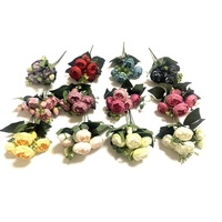 Buket Vintage Kecil 5 Tangkai Bunga Peony Buatan untuk Dekorasi Rumah