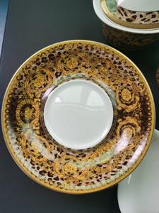 Factory Wholesale Luxury 15pcs Black and Gold Leopard Pattern <b>Tea</b> Set Bone China Coffee <b>Cup</b> - Product Image 5