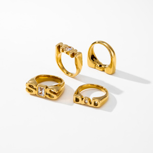 YF5188 Anillo de Acero Inoxidable con Baño de Oro de 18K, Resistente al Agua, con Circonita, Diseño Moderno y Delicado con Letras MOM <span class=keywords><strong>SIS</strong></span> para Mujer - Product Image 4