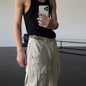 2024 pantaloni da uomo a sei tasche da esterno pantaloni larghi in Nylon Hip Hop e <span class=keywords><strong>Beige</strong></span> pantaloni <span class=keywords><strong>Cargo</strong></span> Unisex da uomo - Product Image 4