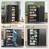 Armoire de rangement en métal laminé à froid renforcé et épais avec portes battantes doubles, unité de stockage sécurisée pour laboratoire et chantier
