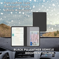 Porte-documents de voiture en cuir PU imperméable noir pour documents de véhicule, cartes d'assurance