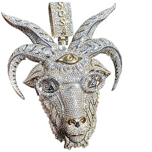 Colgante de Plata de Ley 925 con forma de trébol Baphomet, con Moissanita engastada, Collar Hip Hop, Chapado en Plata, Joyería Gótica Satánica con diseño de garra - Product Image 4