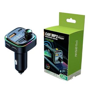 Lecteur MP3 sans fil pour voiture avec ports Aux USB Type-C PD 25W QC3.0 ABS 2X Chargeur de voiture USB 5V/3A pour écouteurs et ordinateur portable - Product Image 2