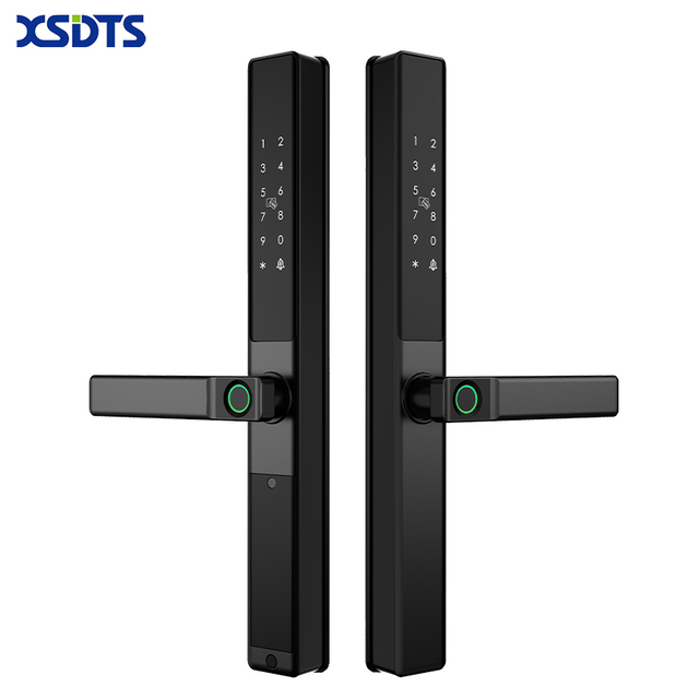 DQ02 Works with Tuya WiFi Control Smart Door Lock IP65 Waterproof Aluminum Alloy Double Side Fingerprint Key/APP Control Doors