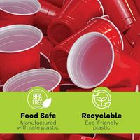 Gobelet jetable rouge de 16 oz avec logo personnalisé, durable, classique, coloré, pour serveur de boissons de fête sociale
