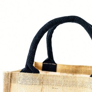 Sac fourre-tout en jute personnalisé de qualité supérieure, vente chaude en usine, avec logo personnalisé, sac de courses écologique avec poche intérieure en toile - Product Image 5