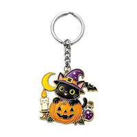 Porte-clés en métal personnalisé, porte-clés fantôme d'Halloween, breloques en alliage de zinc émaillé dur, vente en gros, cadeau promotionnel, porte-clés