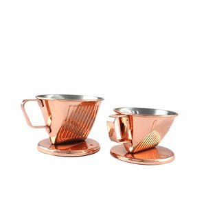 ชุดกรองกาแฟแบบดริปสแตนเลสสีโรสโกลด์ 3 รู พร้อมถ้วยกรอง - Product Image 1