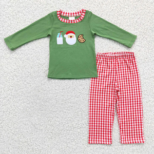 Boutique Winter Kids Clothes <strong>Christmas</strong> Wear Milk Cookie Santa Applique Sibling Matching Set Baby Toddler <strong>Girl</strong> Boy <strong>Outfits</strong> - Product Image 4