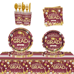 Decoraciones para Fiesta de Graduación en Negro y Dorado 2026, Juego de Vajilla Desechable Ecológico, Servilletas, Artículos para Fiesta de Graduación - Product Image 6