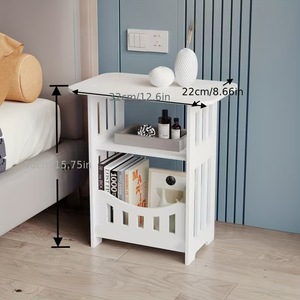 Mesa Auxiliar Estrecha con Estante de Almacenamiento, Mesa de Noche Delgada <span class=keywords><strong>para</strong></span> Espacios Pequeños, Sala de Estar, Dormitorio - Product Image 2