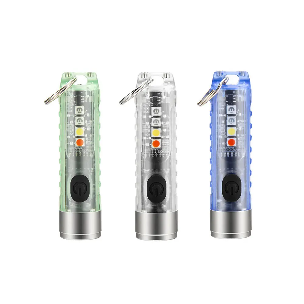 MINI Keychain Flashlight with Magnet Camping Uv Light Multifunction Portable Lighting Lights USB C Rechargeable LED Lamp
